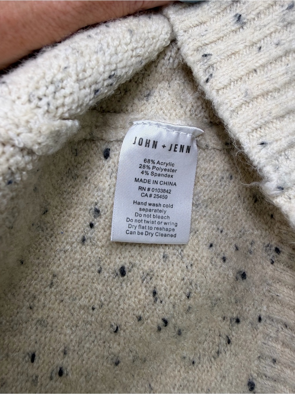 John + Jenn Speckled Sweater Vest S Quarter Zip Oversized Preppy Knit Cream - Picture 5 of 6